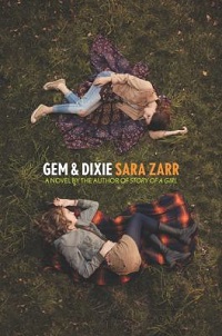 book cover for gem and dixie by sara zarr: two teen girls lying in the grass on blankets.