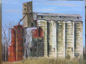 Painting of an old grain silo