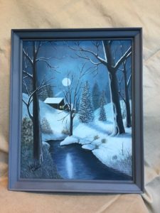 painting of a snowy creek